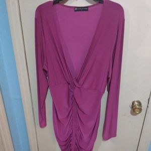 Fashion to Figure Fuchsia Drawstring Front Ruching Dress Size 1X